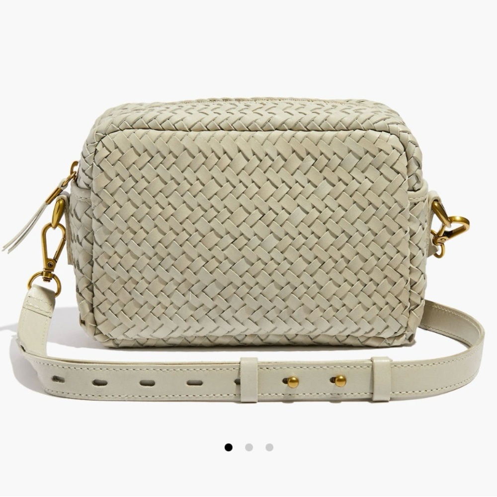 Madewell The Transport Camera Bag : Woven Leather Edition color Ashen Sage